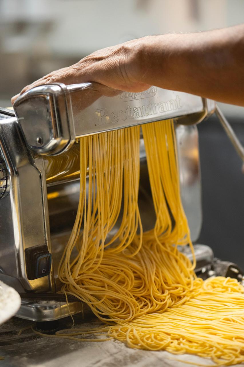 Fresh pasta being made at Piegari Ristorante