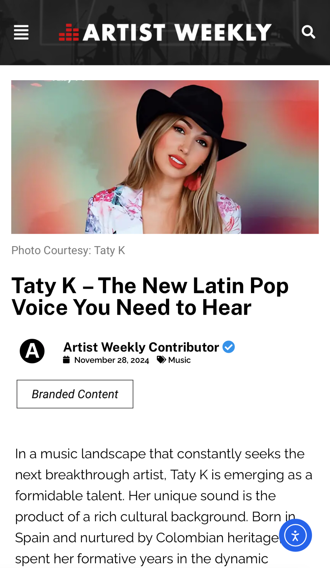 Taty K featured on Artist Weekly